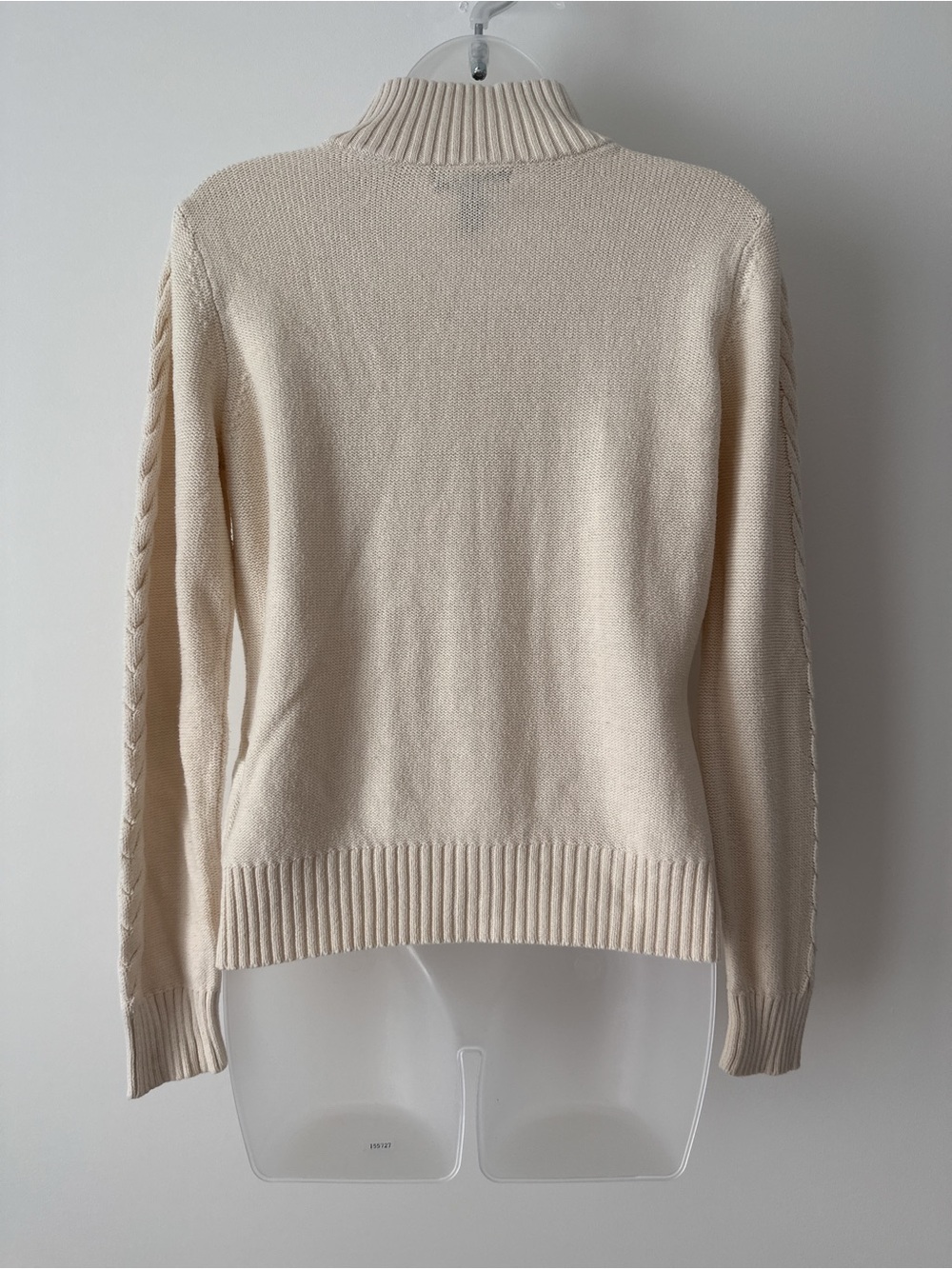 90s y2k cable knit cream zip sweater - Picture 4 of 5